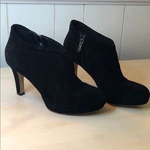 Clarks suede heel booties